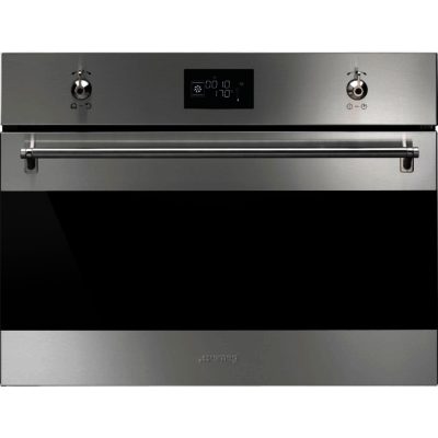 Smeg SF4390VCX Compact Combination Steam Oven and Electric Grill in Stainless Steel and Dark Glass
